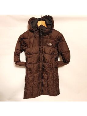 The North Face LONG 600 Puffer Goose Down Jacket Brown with Detachable Hood S